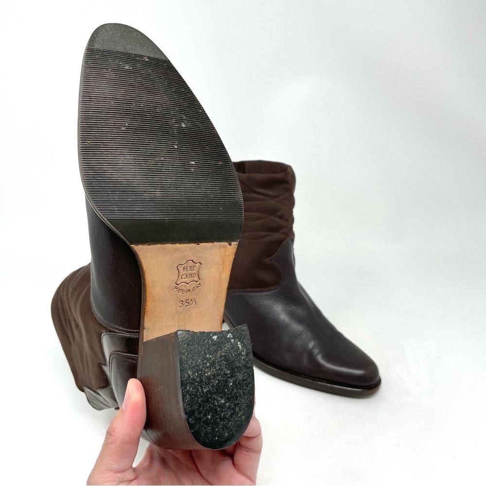 Vintage Arnold Churgin Dark Brown Leather Western Ankle Boots Size 5.5/ 35.5 - Picture 6 of 8